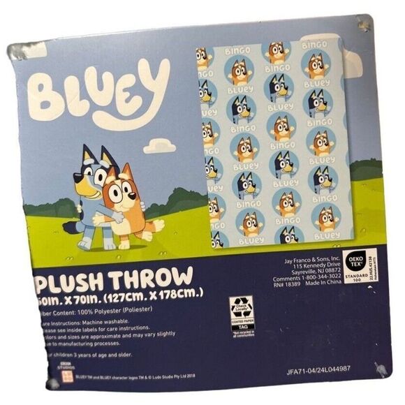 Bluey & Bingo Plush Throw Blanket - Measures 50 X 70 Inches - Kids Blue - Bluey - Picture 2 of 3